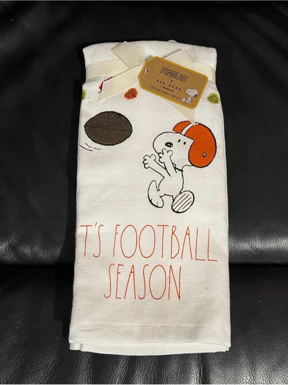 Rae Dunn Peanuts IT'S FOOTBALL SEASON Kitchen Towels, Set of 2